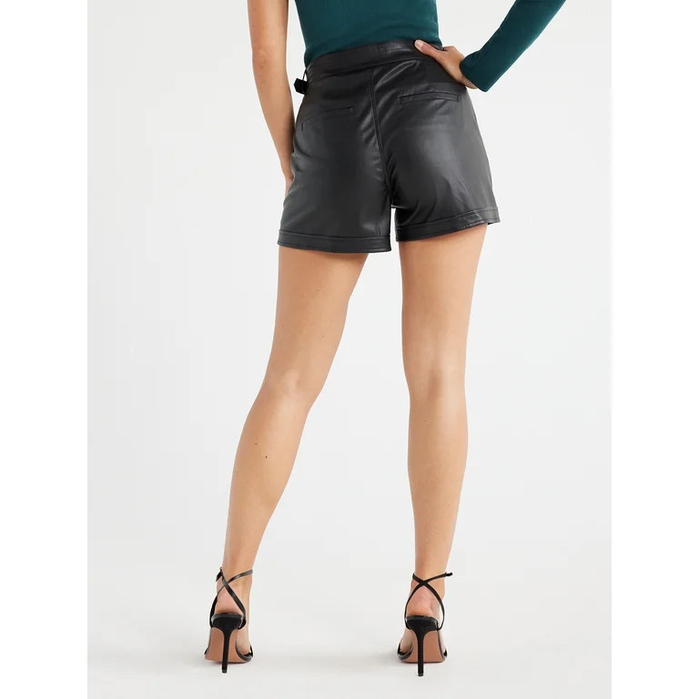 Sofia Jeans Women's High Rise Faux Leather Shorts, 3.5" Inseam, Sizes 00-22 | Walmart (US)
