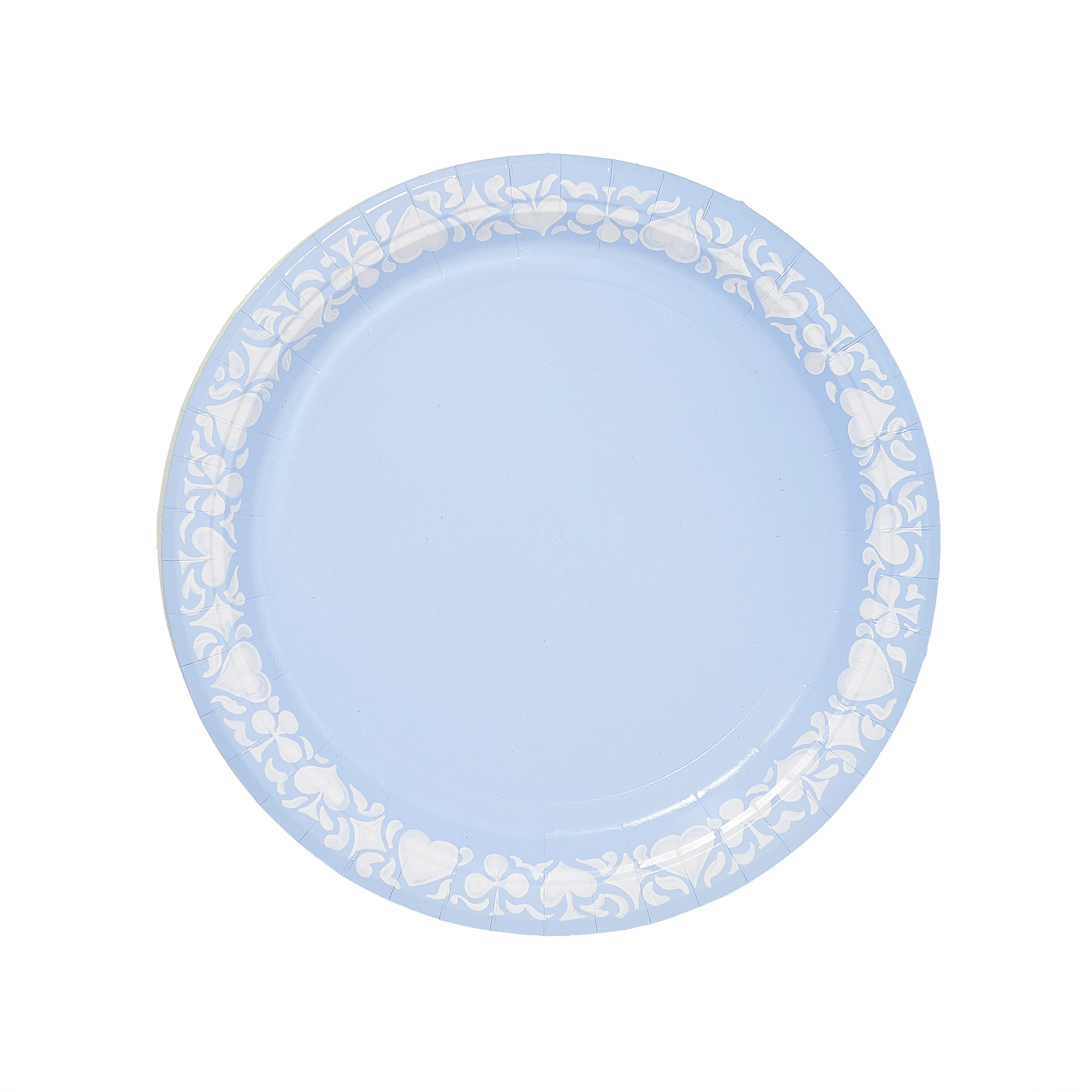 Queen of Hearts Dinner Ice Blue Jasperware Paper Plate - 8 pack | Pavilion Paper