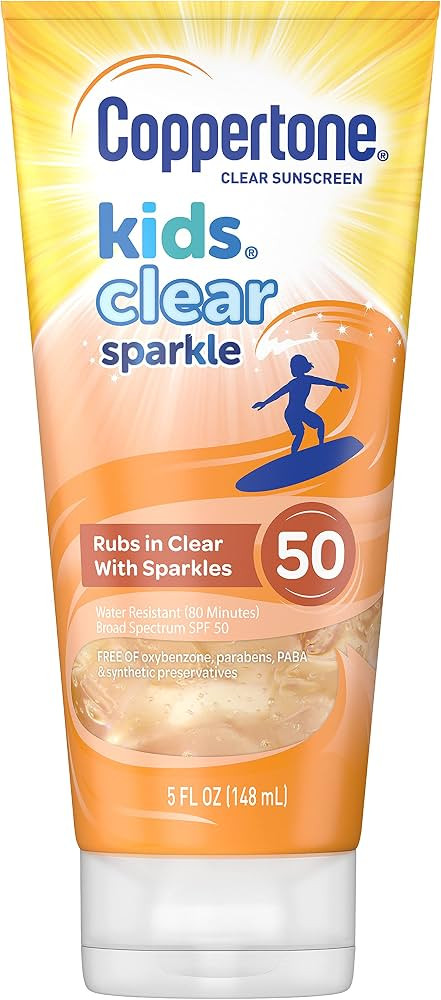 Coppertone Kids Clear Sparkle SPF 50 Sunscreen Lotion, Water Resistant, Reef Friendly (Octinoxate... | Amazon (US)