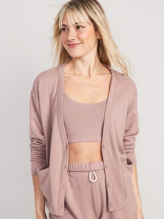 Oversized Fleece Button-Down Cardigan Robe for Women | Old Navy (US)
