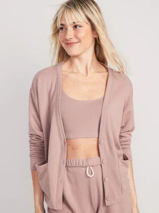 Oversized Fleece Button-Down Cardigan Robe for Women | Old Navy (US)