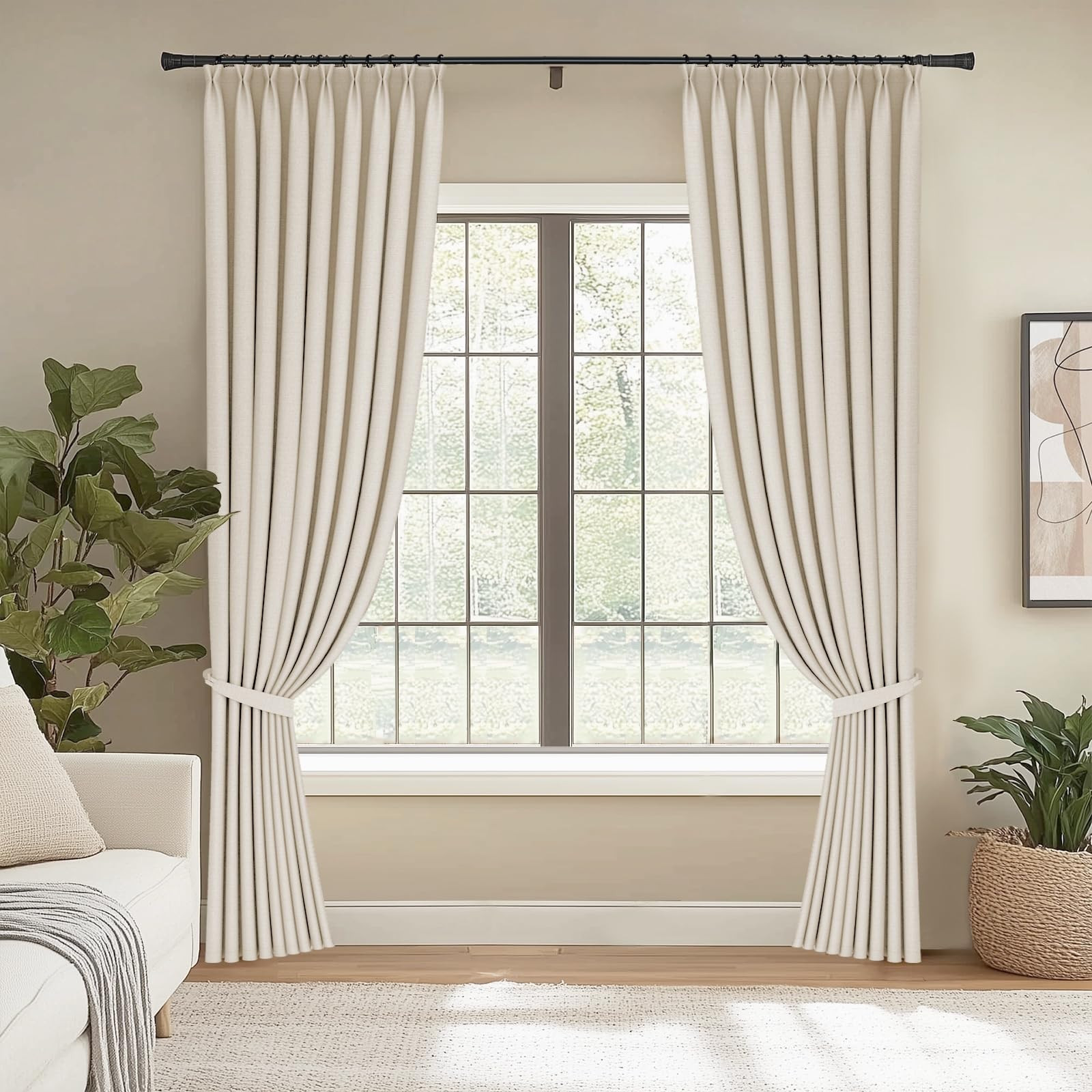 Desert Linen Look Blackout Curtain Custom Drapery Panel for Bedroom Living Room, 1 Panel | Amazon (US)