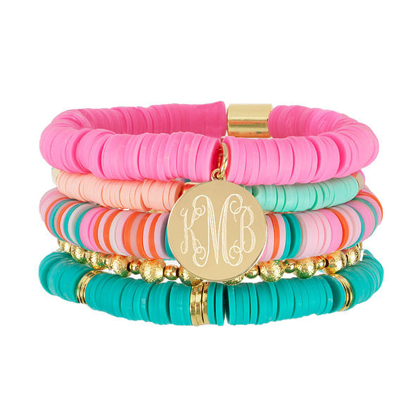 Monogrammed Mix Bead Bracelet Stack | Marleylilly