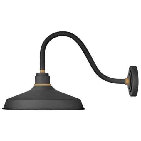 Foundry 15 1/4" High Black Gooseneck Outdoor Barn Wall Light - #040X0 | Lamps Plus | Lamps Plus