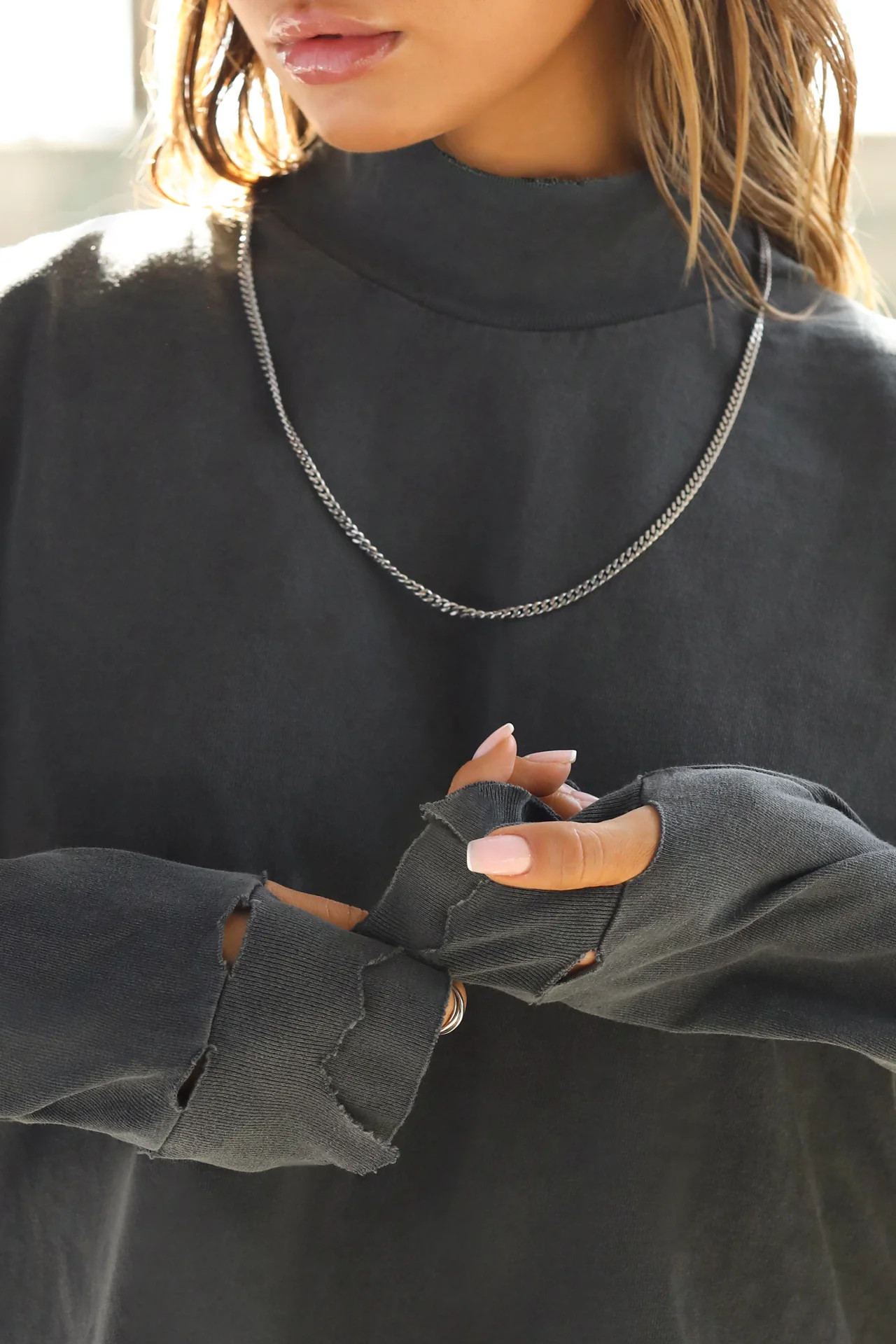 Vintage Turtleneck Long Sleeve - Washed Black Cotton | Joah Brown