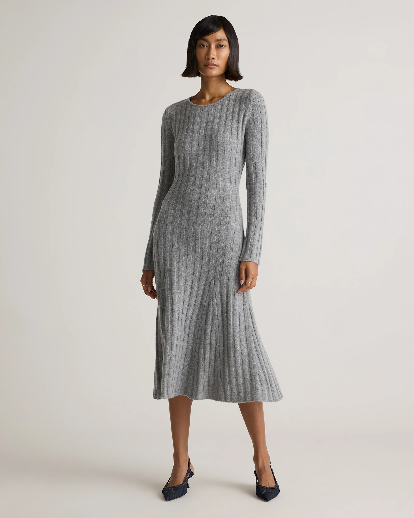Mongolian Cashmere Wide-Rib Midi Dress | Quince