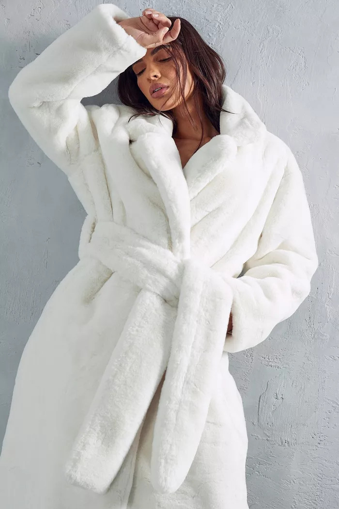 Premium Faux Fur Belted Maxi Coat | Boohoo.com (UK & IE)