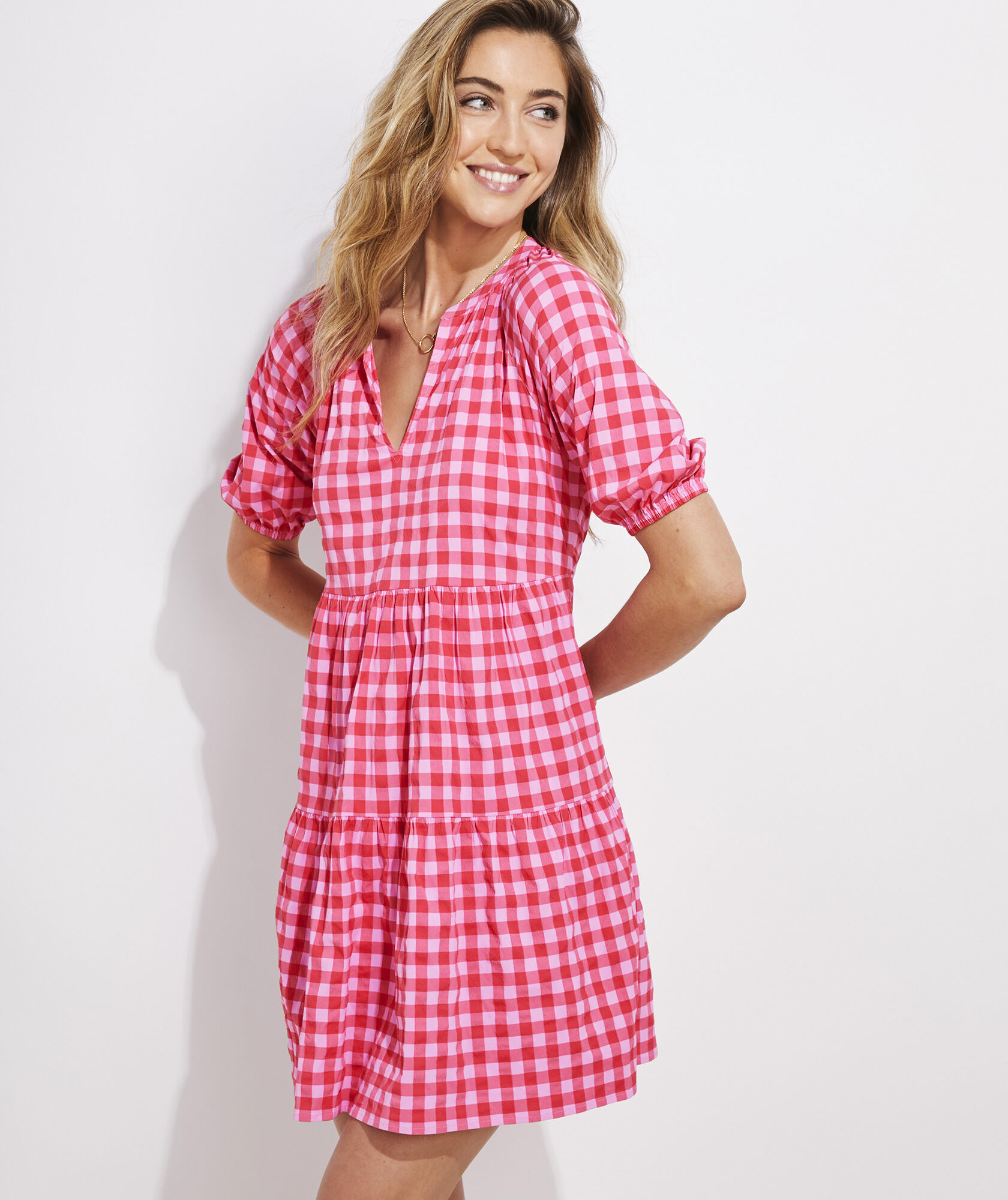 Harbor Gingham Tiered Dress | vineyard vines