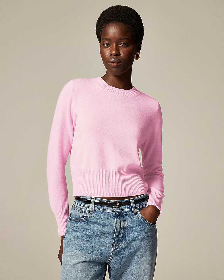 Cashmere shrunken crewneck sweater | J. Crew US