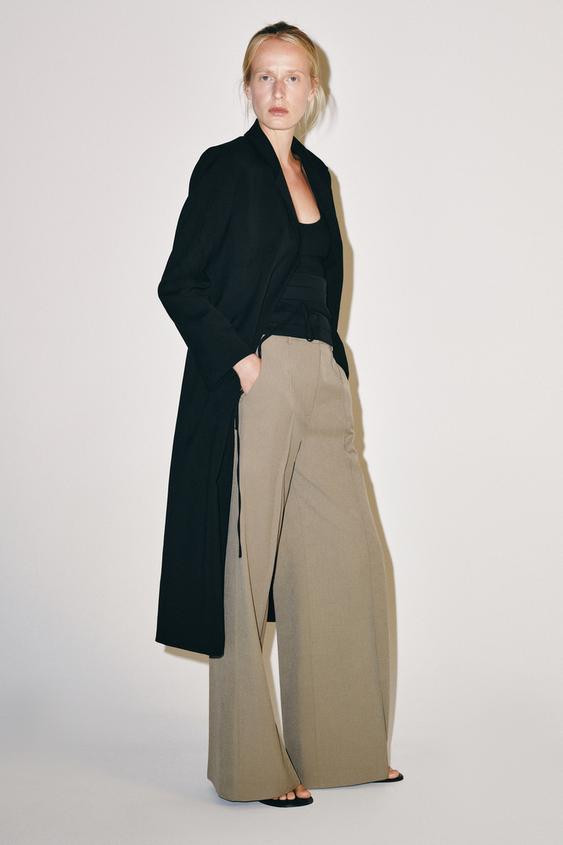 Zara - Zw Collection Wide-Leg Trousers - Navy Blue - Xl - Woman | Zara US