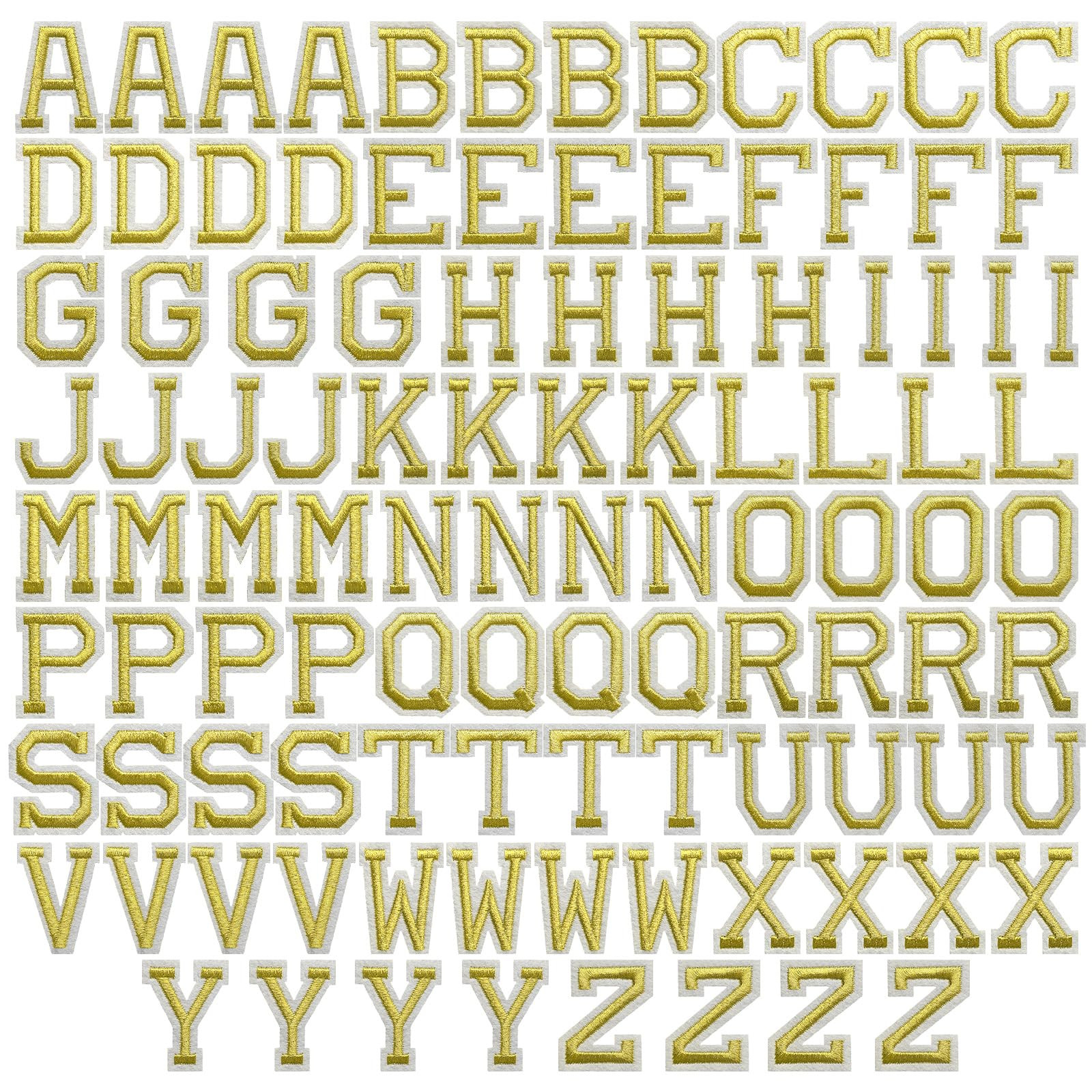 J.CARP 104Pcs Gold Alphabet A to Z Patches, Iron on Sew on Letters for Clothing, Hats, Shoes, Bac... | Amazon (US)