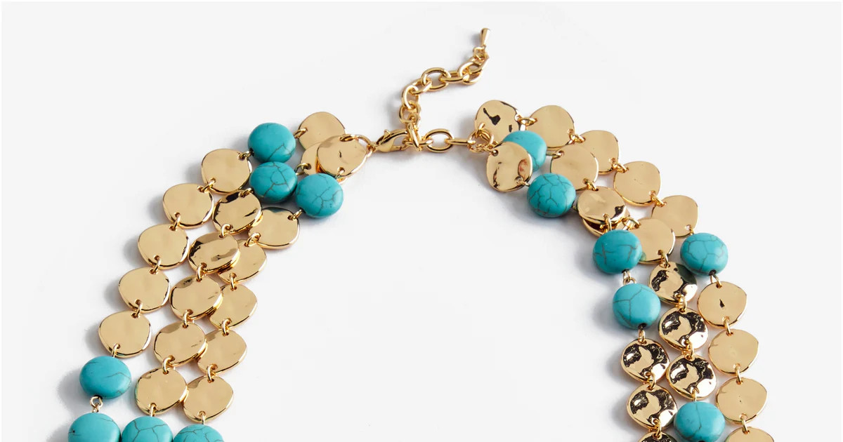 Gold and Turquoise Layered Coin Necklace - Gold/Turquoise | Boston Proper | Boston Proper