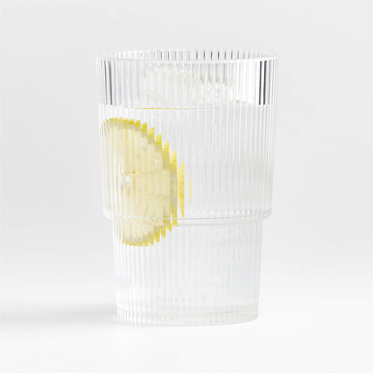 Atwell 16-Oz. Acrylic Stackable Ribbed Highball Glass + Reviews | Crate & Barrel | Crate & Barrel