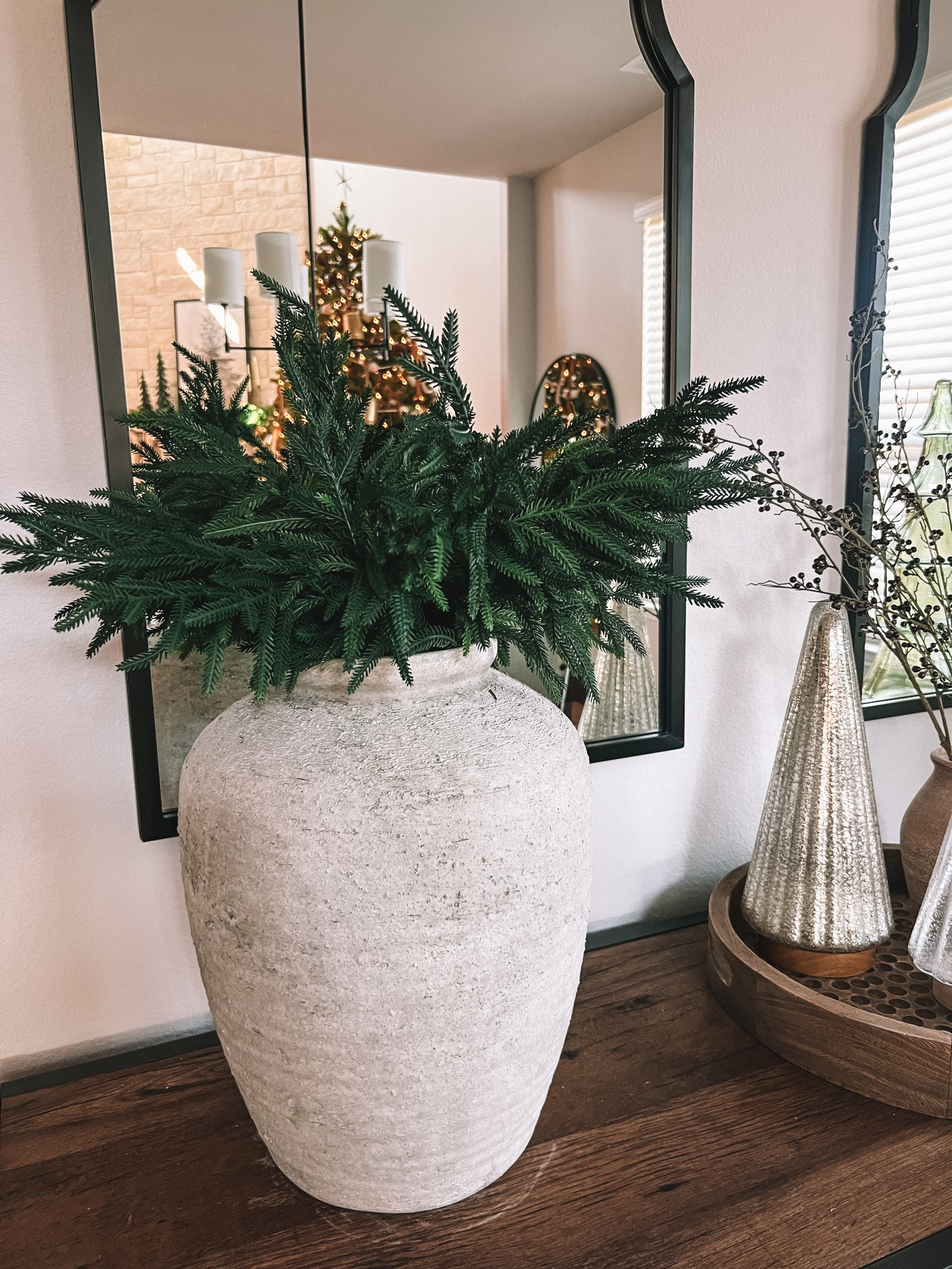 Realistic Norfolk pine branches 😍 Vase is hobby lobby 

#LTKHoliday #LTKSeasonal
