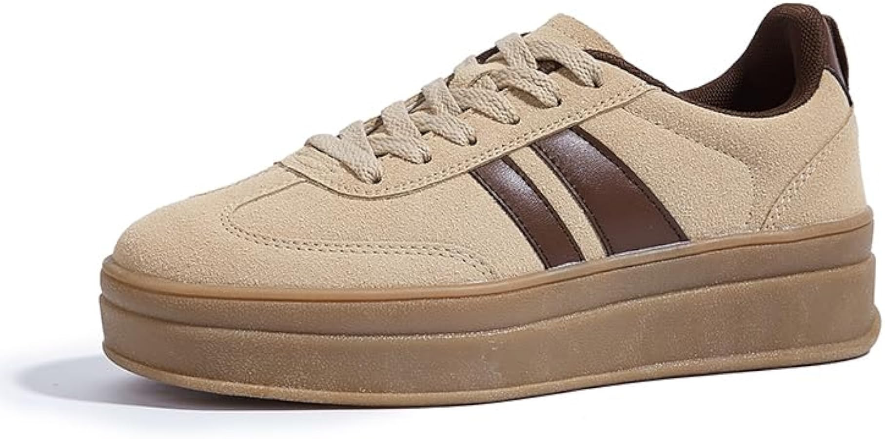 LEYING Women's Chunky Platform Sneakers - Retro Vintage Leather Casual Tennis Shoes- Thick Rubber... | Amazon (US)