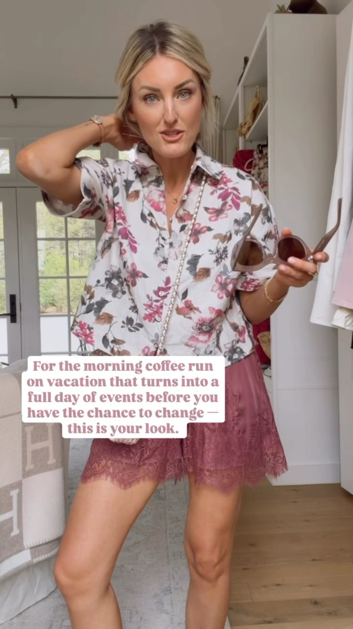 Loving this elevated everyday look for spring 💕 wearing XS in the top & S in the shorts. 

Loverly Grey, Cleobella, floral top, pink silk shorts outfit, pink satin shorts outfit, spring fashion, spring outfit ideas 

#LTKootd #LTKTravel #LTKSeasonal