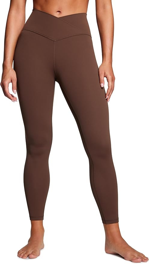 CRZ YOGA Womens Butterluxe Cross Waist Leggings 25" - V Crossover High Waisted Yoga | Amazon (US)