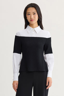 Anna Marie Mixed-Media Top | Ming Wang