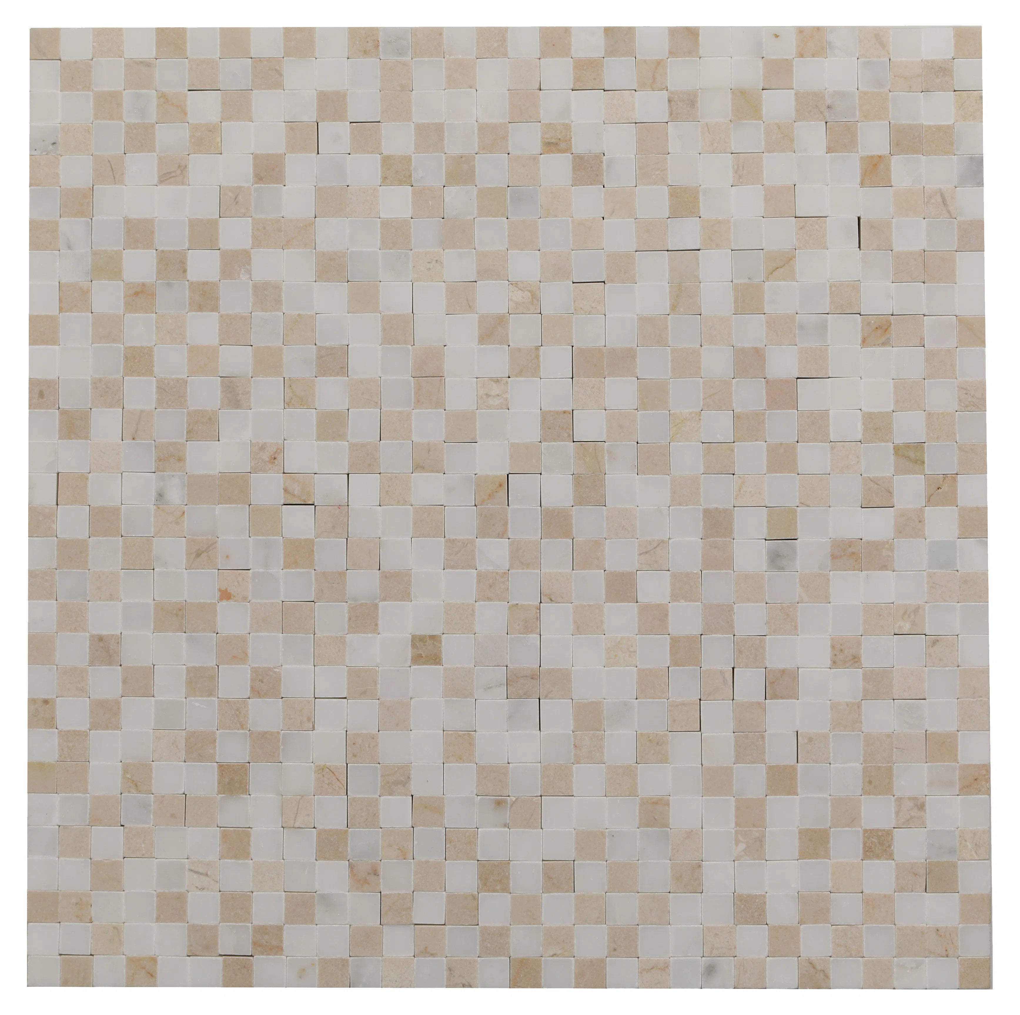 Acequia 0.37" x 0.37" Cream and White Grid Mosaic Wall & Floor Tile (Set of 5) | Wayfair North America