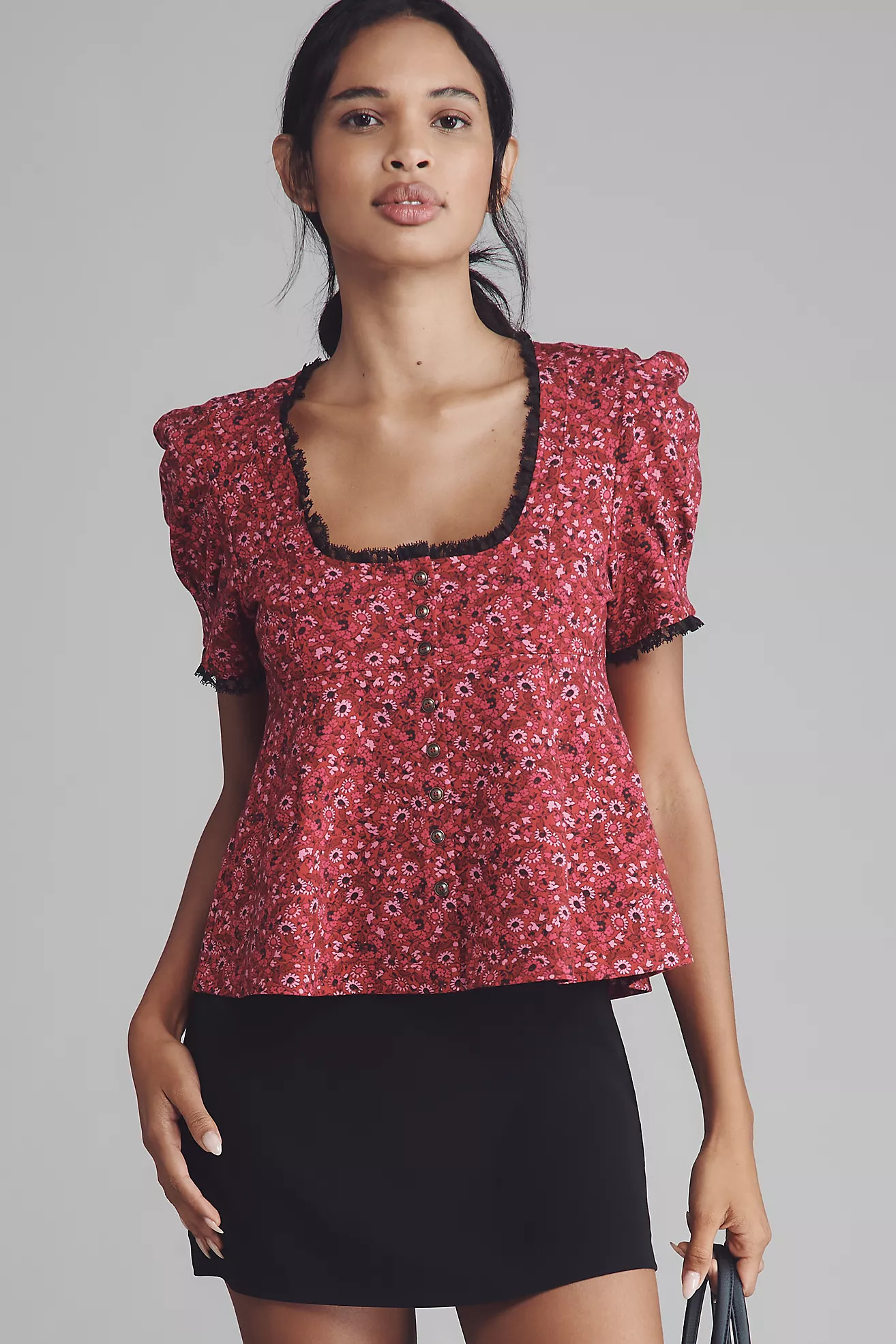 Maeve Puff-Sleeve Babydoll Top | Anthropologie (US)