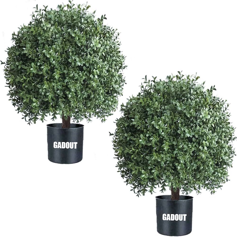 Two 24''T Outdoor Artificial Boxwood Ball Topiary Bushes Potted Plants,16 inches Wide Artificial ... | Amazon (US)