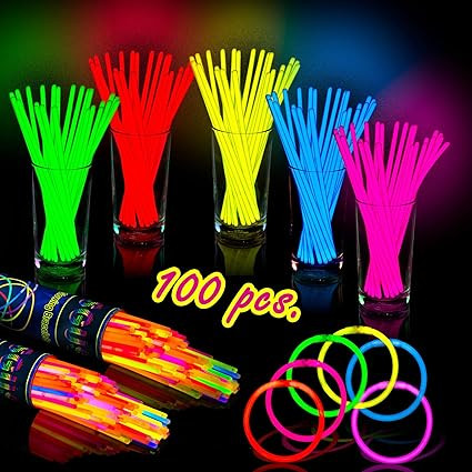 Amazon.com: 100 Pack Colorful Halloween Glow Sticks - bracelet and Necklaces glow sticks - Great ... | Amazon (US)