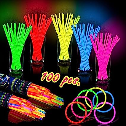 Amazon.com: 100 Pack Colorful Halloween Glow Sticks - bracelet and Necklaces glow sticks - Great ... | Amazon (US)