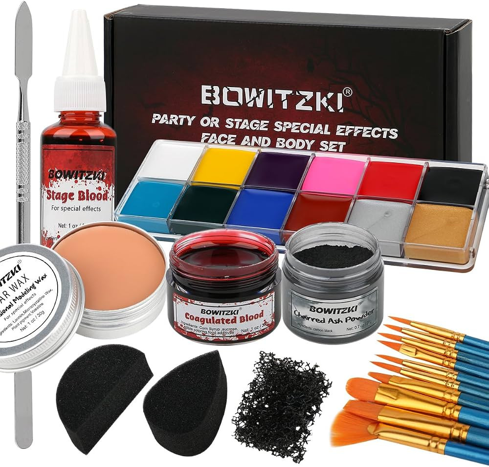 Bowitzki Halloween Makeup Special Effects Oil Face Body Paint Fake Blood Scar Wax Charred Ash Pow... | Amazon (US)