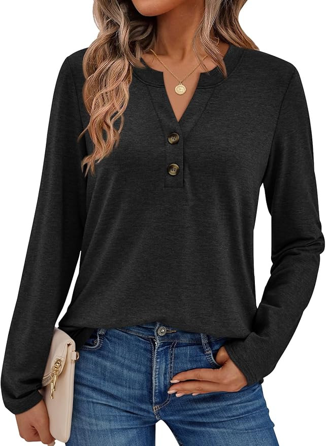 AUTOMET Women's Long Sleeve Shirts 2026 Spring Fashion Dressy Casual Tops Trendy Henley Blouses C... | Amazon (US)