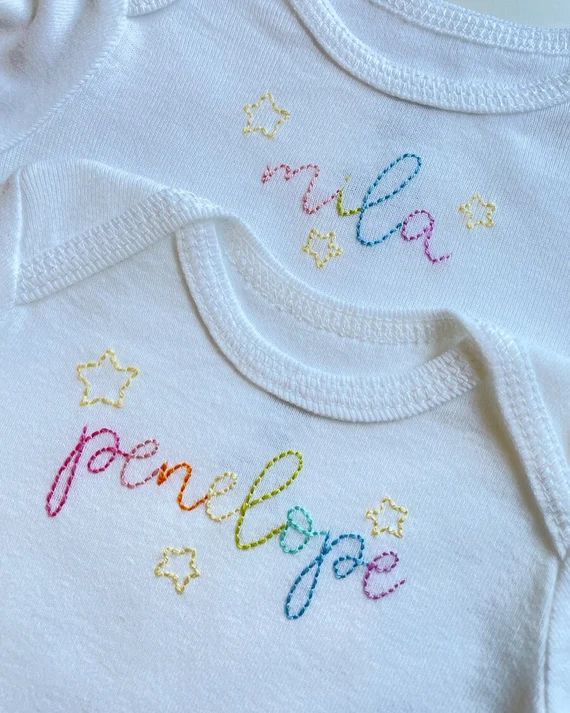 Custom Rainbow Name Baby Onesie  Hand Embroidered  Newborn | Etsy | Etsy (US)
