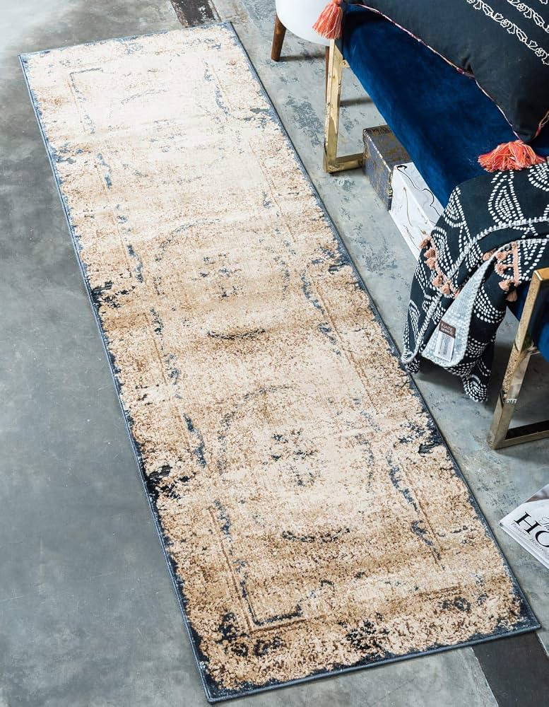 Unique Loom Chateau Collection Area Rug - Adams (2' x 6' 9" Runner Cream/Brown) | Amazon (US)