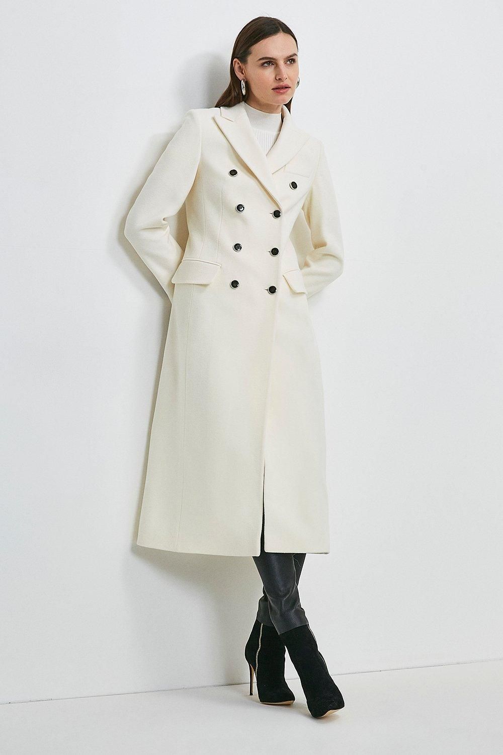 Italian Wool Rich Tailored Double Breasted Coat | Karen Millen UK & IE