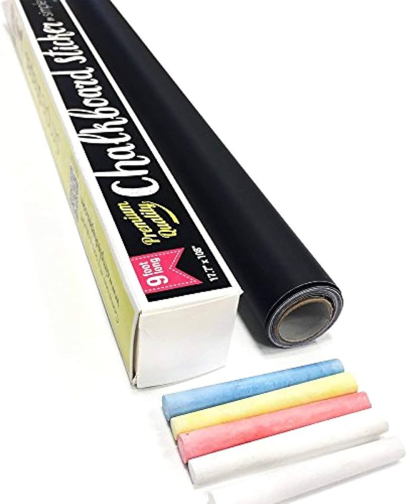 Extra Large Chalkboard Peel and Stick Paper 9 Feet roll (108 inches) + (5) Color Chalk Included -... | Amazon (US)