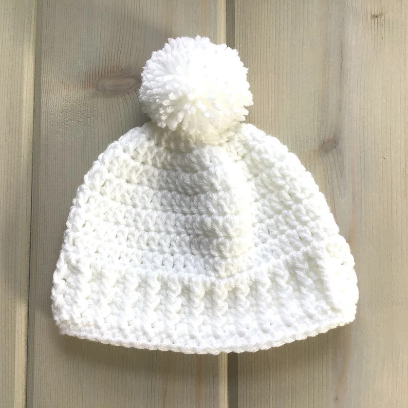 Baby Hat and Booties Set, 3 to 6 Months, Infant Crochet White Hat Set, Baby Shower Gift, Gift for... | Etsy (US)