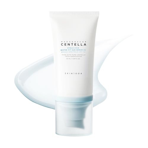 SKIN1004 Centella Hyalu-Cica Water-Fit Sun Serum UV, Korean Sunscreen SPF 50, Centella Sunscreen, Travel Essentials, Sunscreen with Hyaluronic Acid, No White Cast, Korean Skin Care, 1.69 fl.oz / 50ml | Amazon (US)