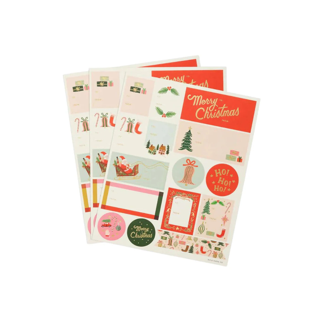 Deck the Halls Stickers & Labels | Pink Antlers