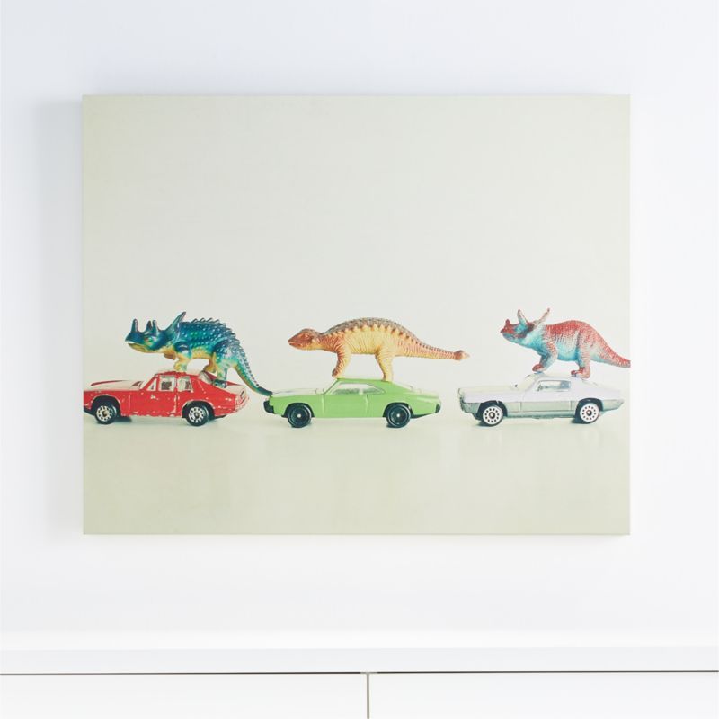 Dinosaurs Ride Cars Canvas Wall Art + Reviews | Crate and Barrel | Crate & Barrel