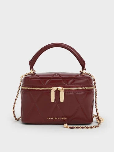 Arwen Quilted Top Handle Vanity Bag
    
         - Burgundy | Charles & Keith US