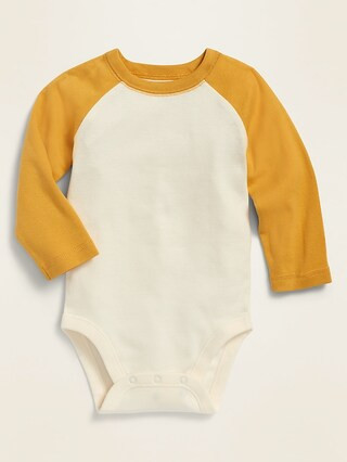 Unisex Color-Blocked Raglan-Sleeve Bodysuit for Baby | Old Navy (US)