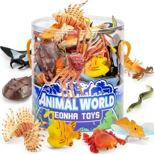 Sea Animals Toys with Gift Box, 48 Piece Mini Vinyl Plastic Ocean Animal Figure, Sea Creatures Themed Sensory Bins, School Project, Birthday Cupcake Topper Party Supplies, Preschool Toys for Kids | Amazon (US)