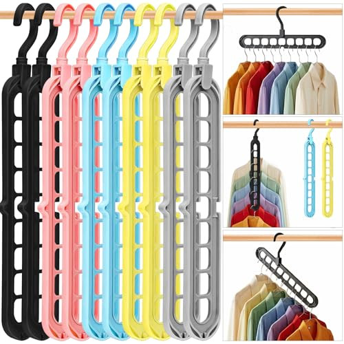 HEYHOUSE Closet Organizers and Storage,College Dorm Room Essentials,Pack of 10 Multifunctional Organizer Magic Space Saving Hangers with 9 Holes Storage Organization for Wardrobe Closet | Amazon (US)