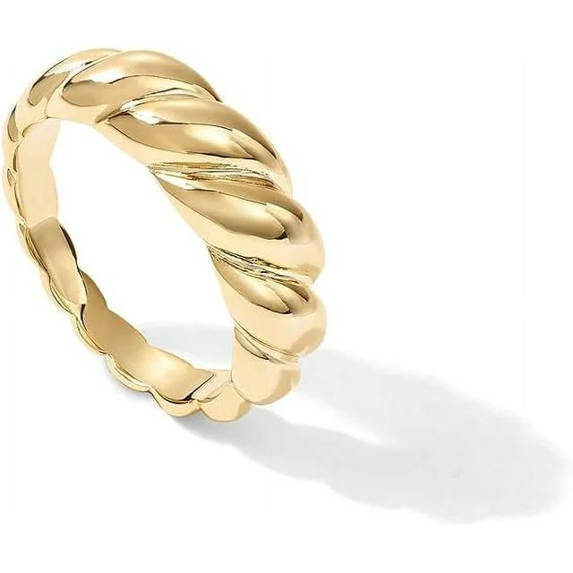 PAVOI 14K Yellow Gold Plated Croissant Ring Twisted Braided Gold Plated Ring | Chunky Signet Ring... | Walmart (US)