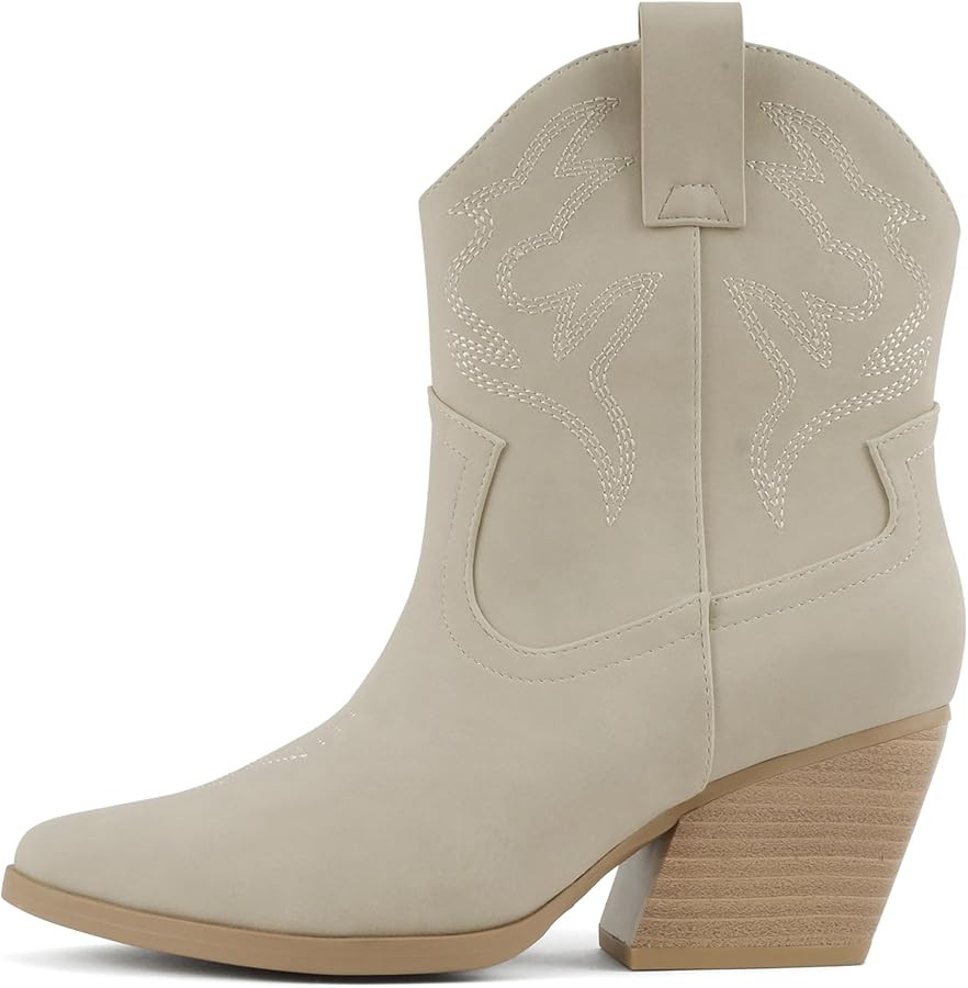 Soda “BLAZING” ~ Women Western Bootie Pointe Toe with Low Heel (Wide Fit Available) | Amazon (US)
