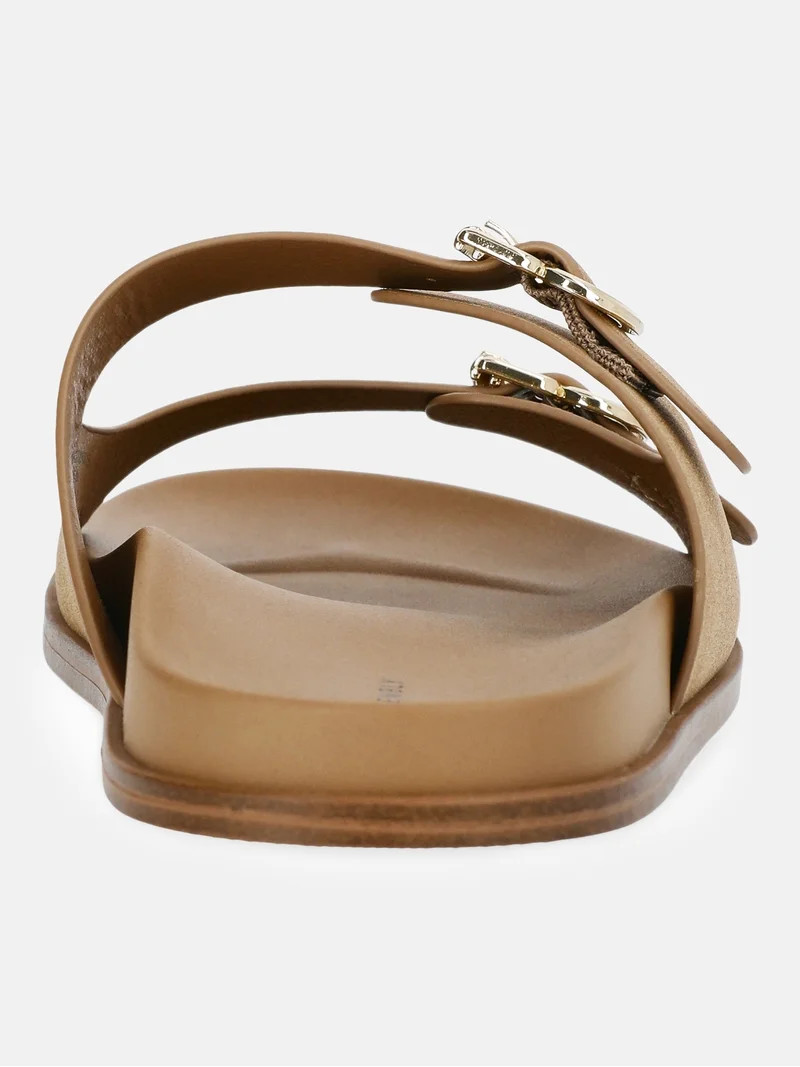 Free Assembly Women's Double Strap Footbed Slide Sandals - Walmart.com | Walmart (US)