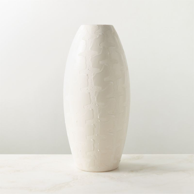 Marcello Warm White Patterned Ceramic Vase + Reviews | CB2 | CB2