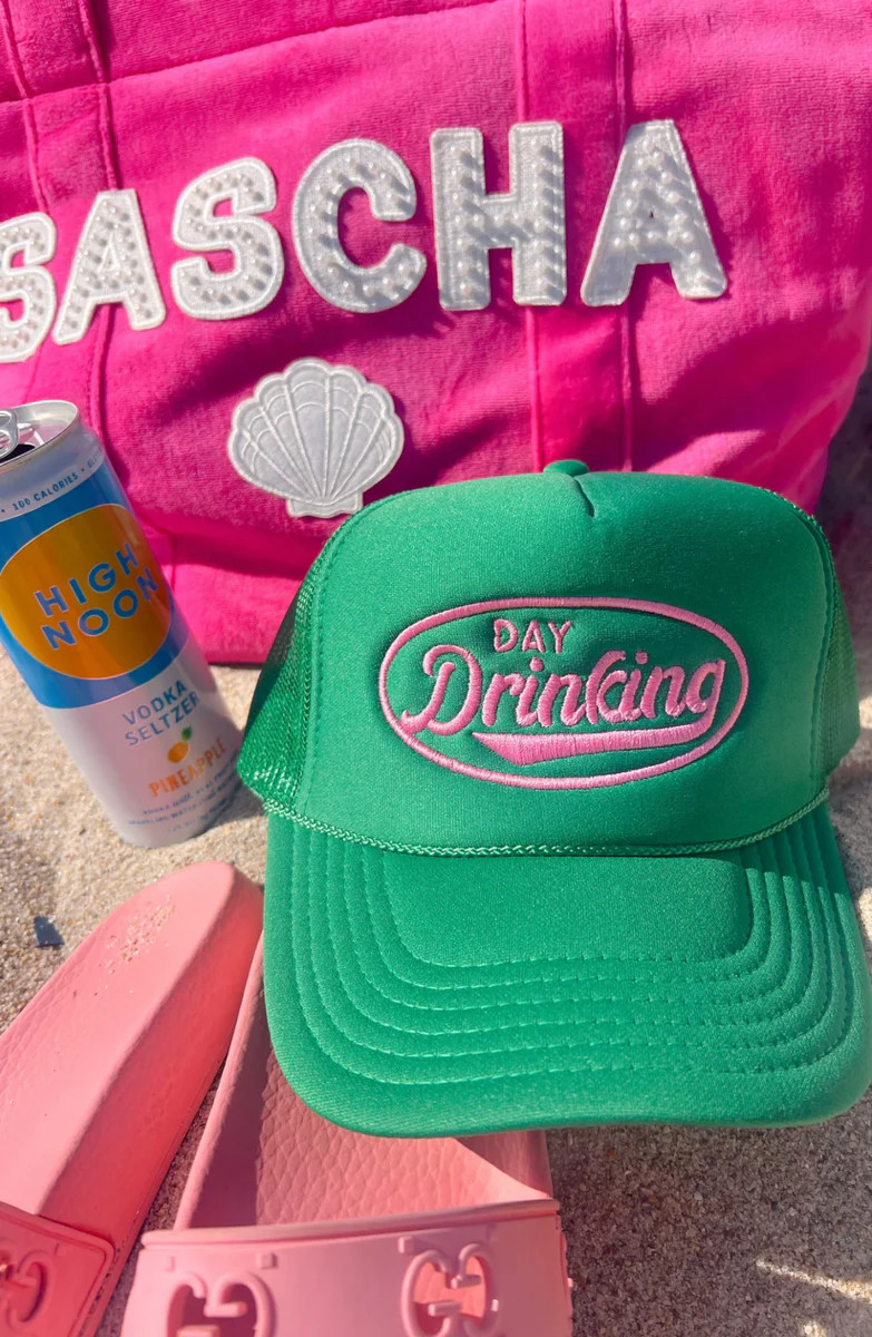 Day Drinkin' Green Trucker Hat | Apricot Lane Boutique