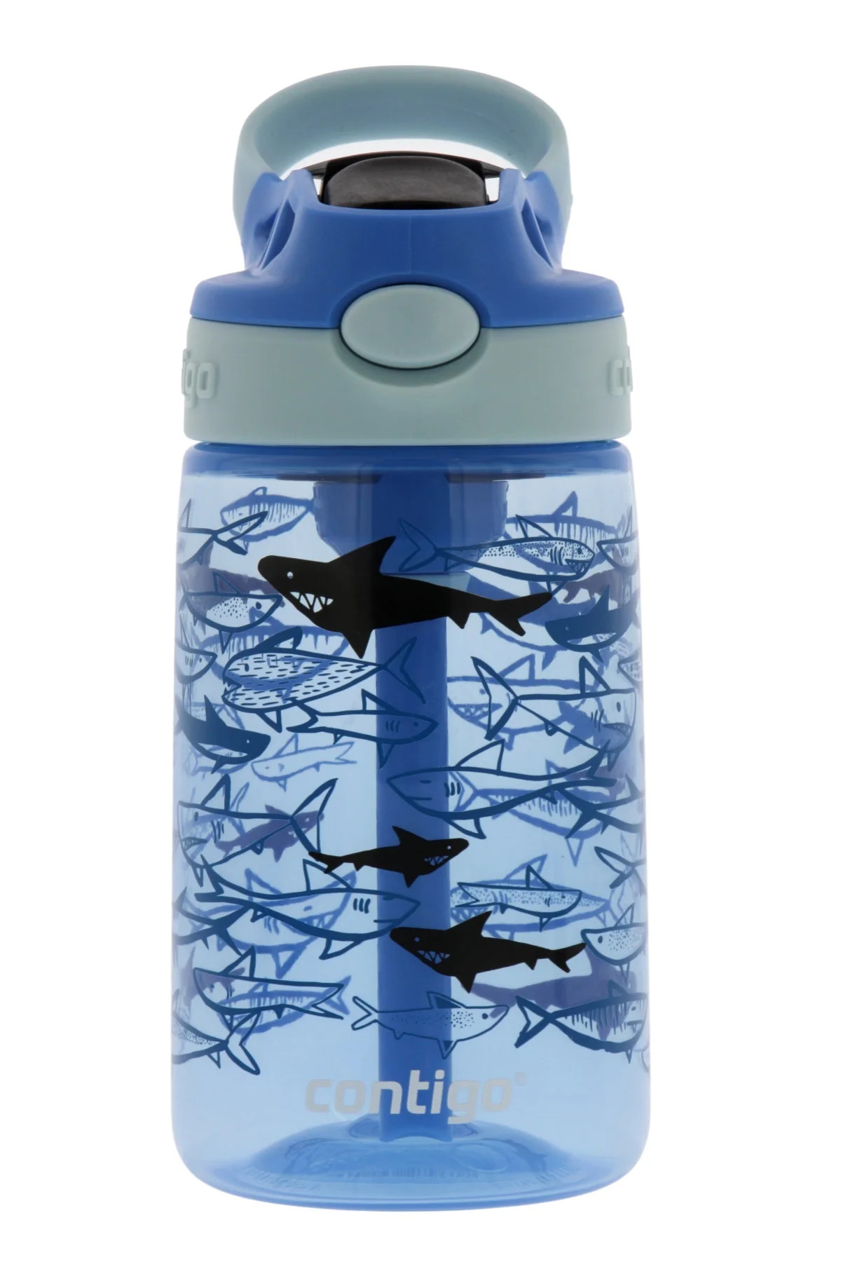 Contigo Kids Water Bottle with Redesigned Autospout Straw Lid Blue Sharks, 14 fl oz. | Walmart (US)