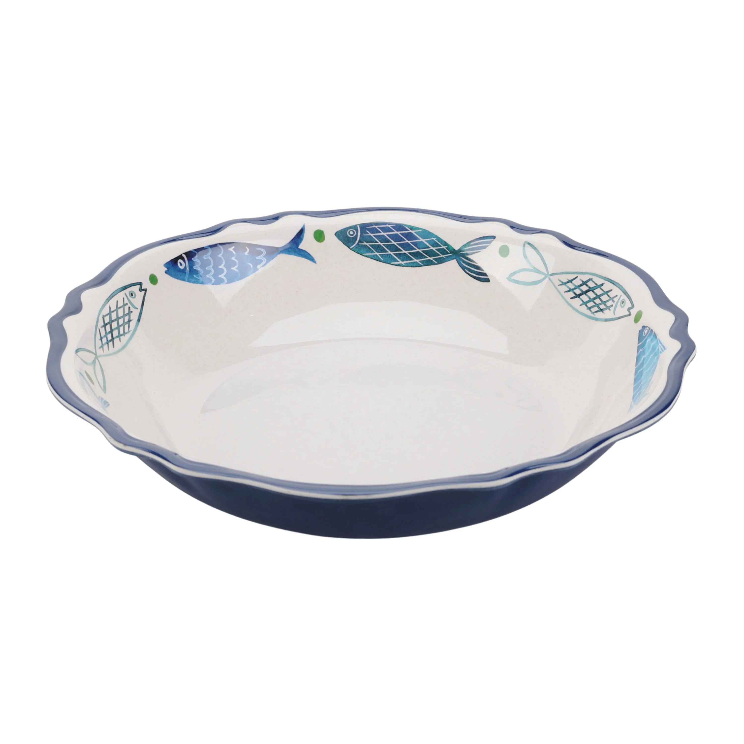 Beautiful 14" x 2.7" Bamboo Melamine Sardine Round Serve Bowl, Multi-Color by Drew Barrymore | Walmart (US)