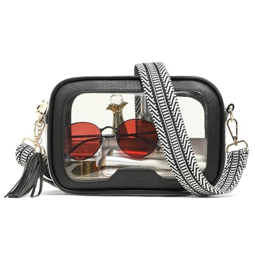 MHCNLL Clear Crossbody Bag Stadium Approved,Transparent Purse for Women with Guitar Strap, See Through Pouch for Concert | Amazon (US)