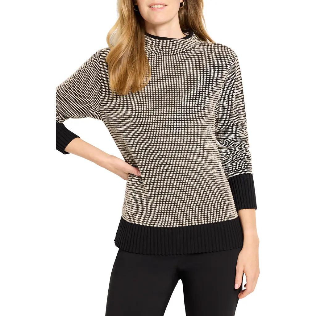 NIC+ZOE Mock Neck Pixel Knit Sweater in Black Multi at Nordstrom, Size Medium | Nordstrom